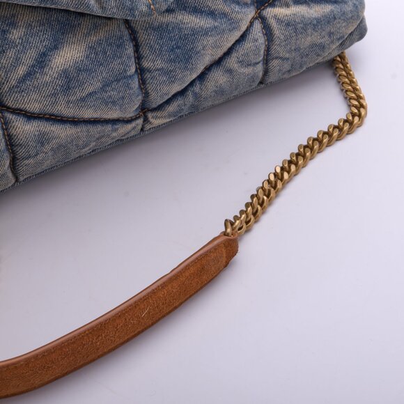 Saint Laurent Medium Puffer Monogramme Denim Chain Bag Denim - Picture 16 of 16